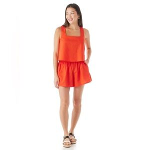 CROSBY by Mollie Burch Camden Linen Blend Short in Lobster(Orange) Size Small
